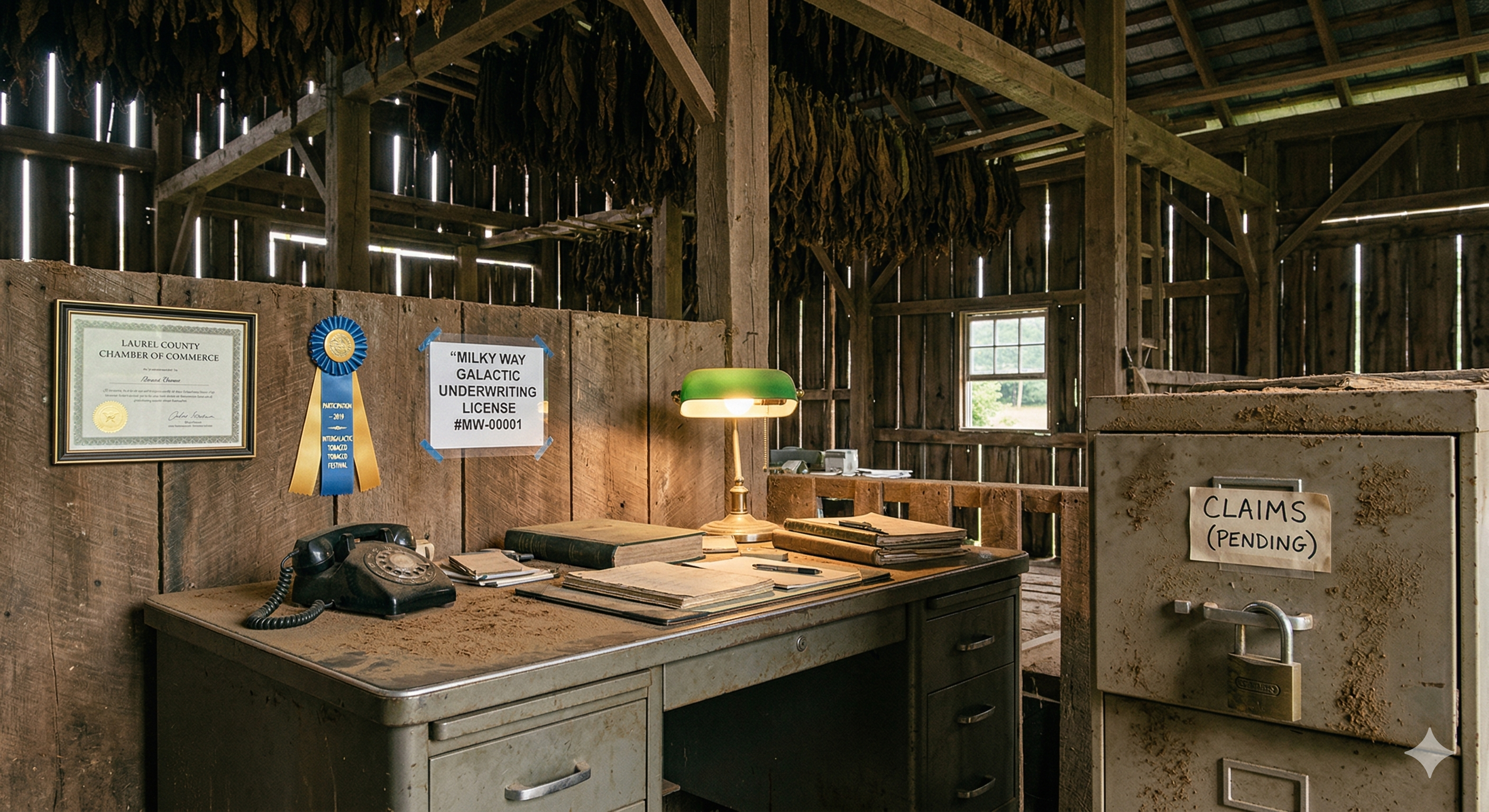 Lloyd of London's office inside the tobacco barn, London, Kentucky